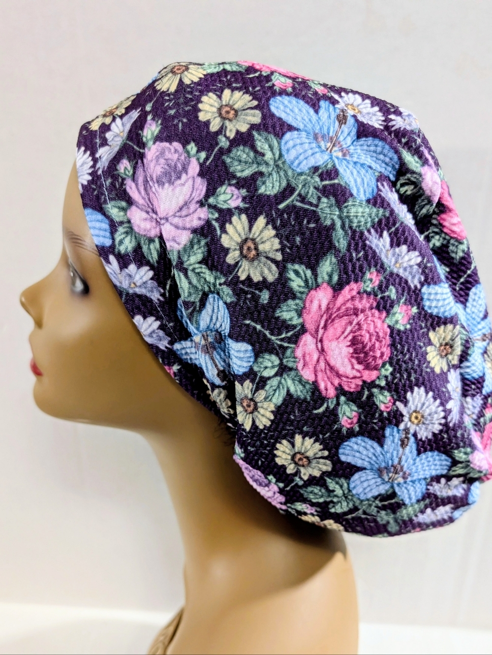 Flowers, Euro Style Scrub Cap, Scrub Cap, Surgery Hat, Chemo Hat